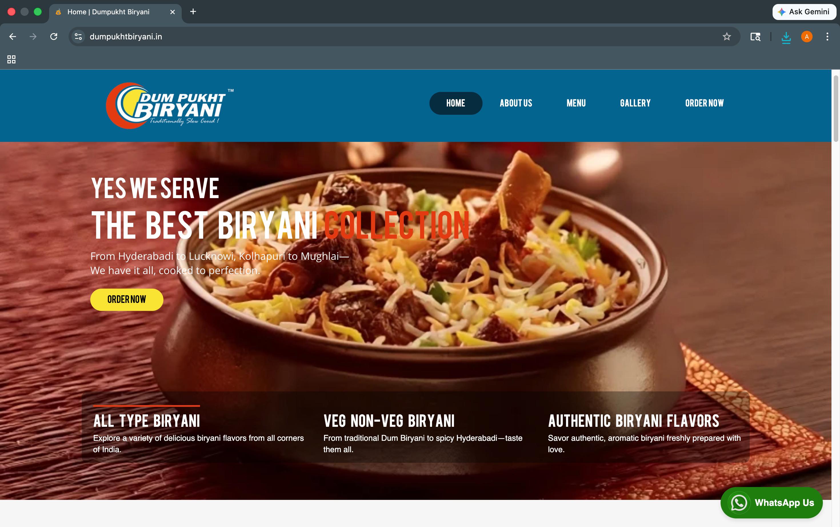 dumpukhtbiryani.in website preview