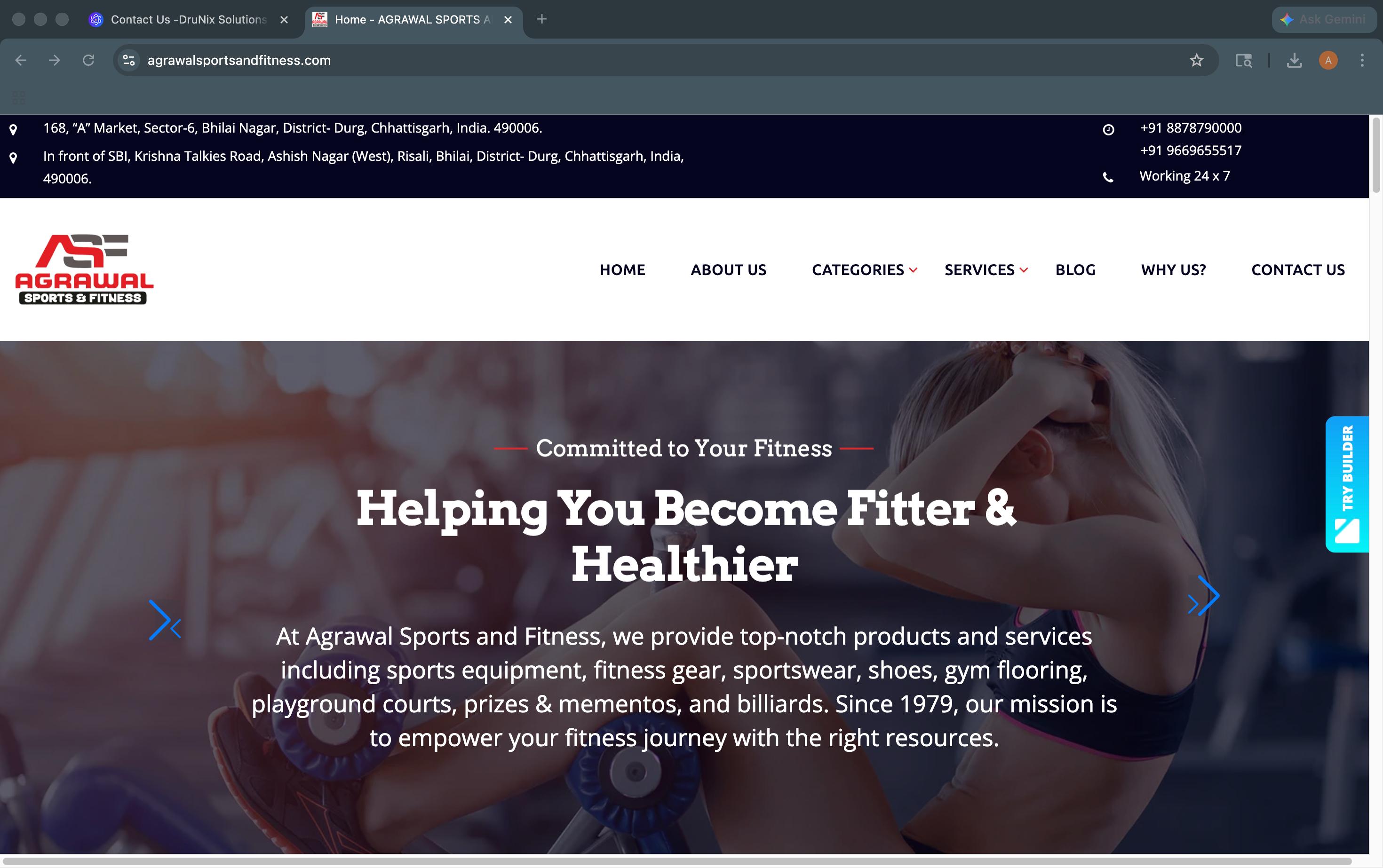 agrawalsportsandfitness.com website preview