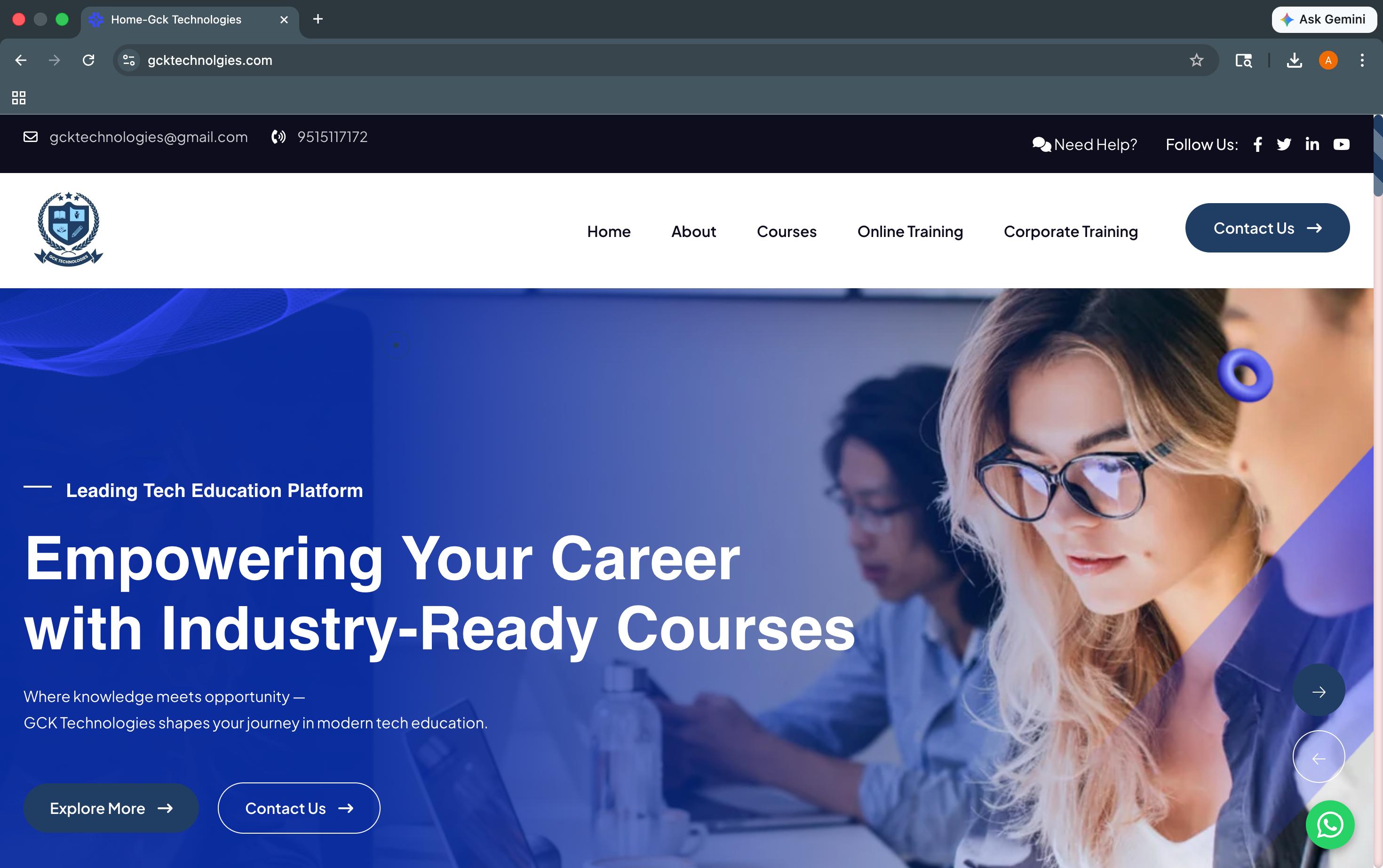 gcktechnolgies.com website preview