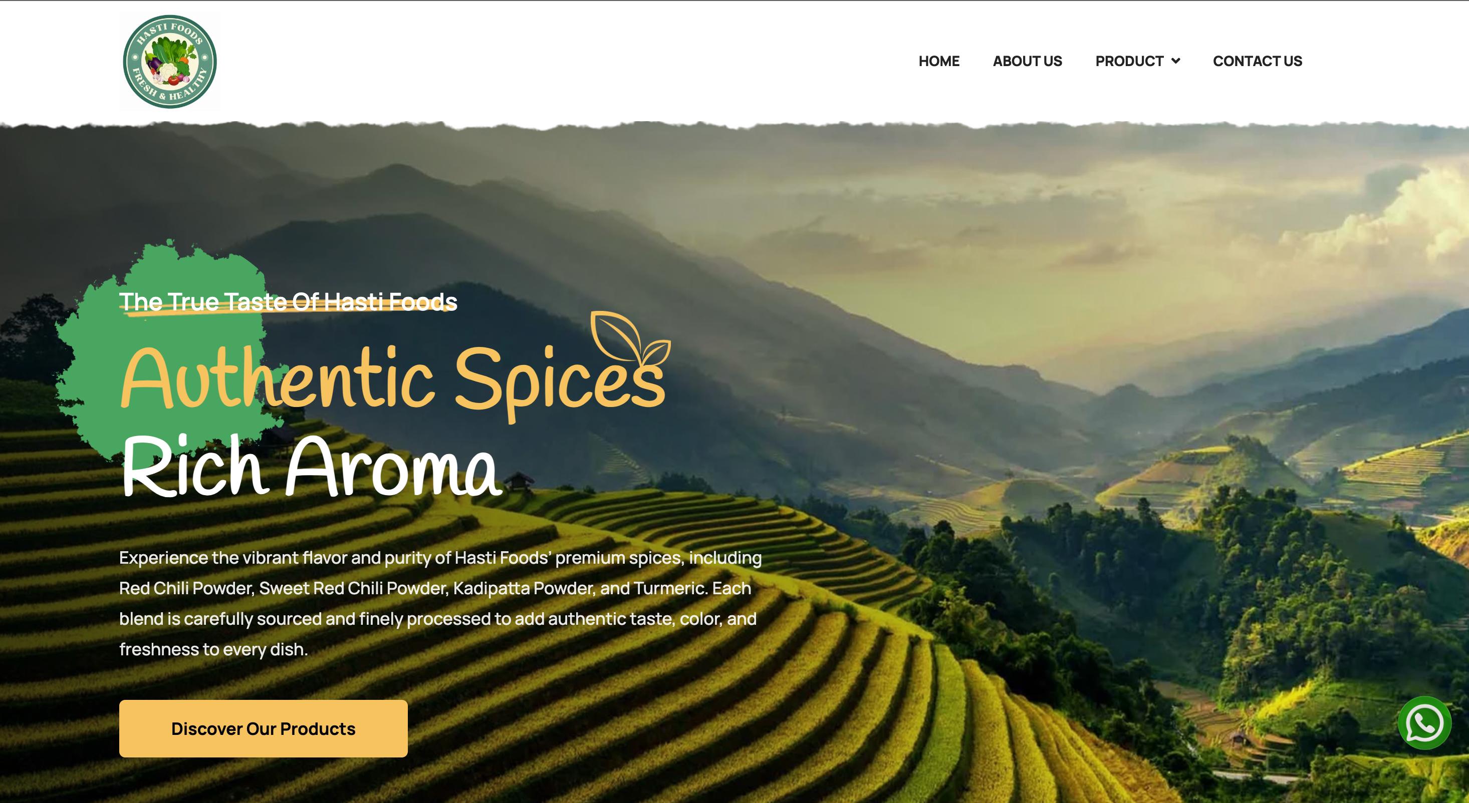 hastifoods.com website preview