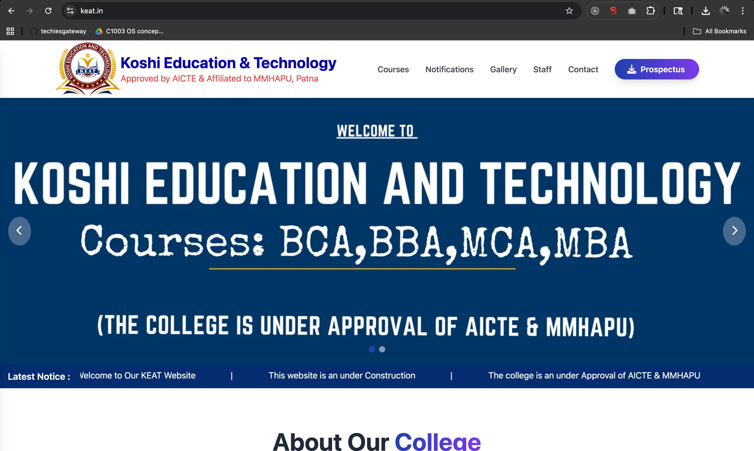 Koshi Education & Technology  website preview