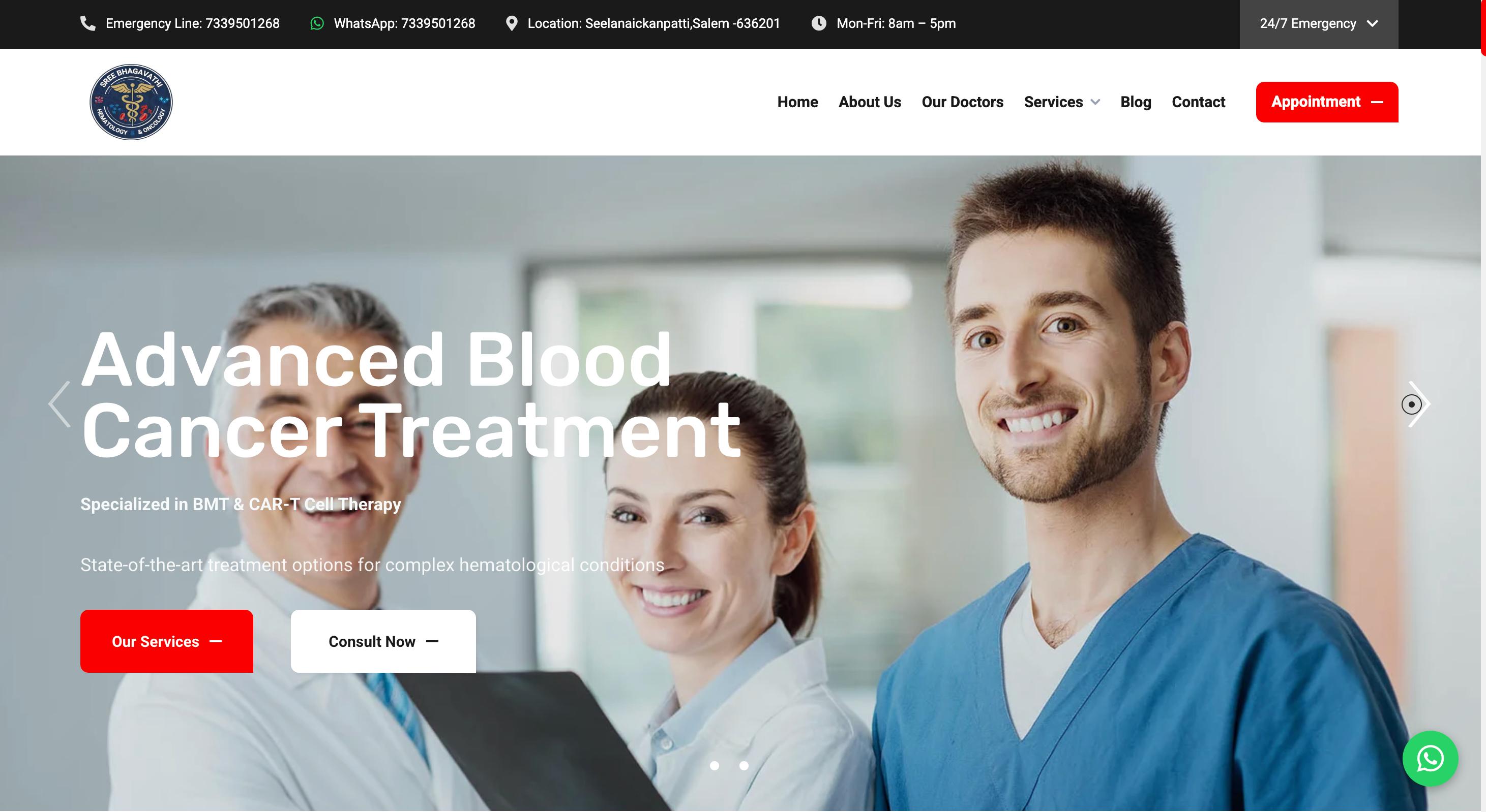 sreebhagavathihematology.com website preview