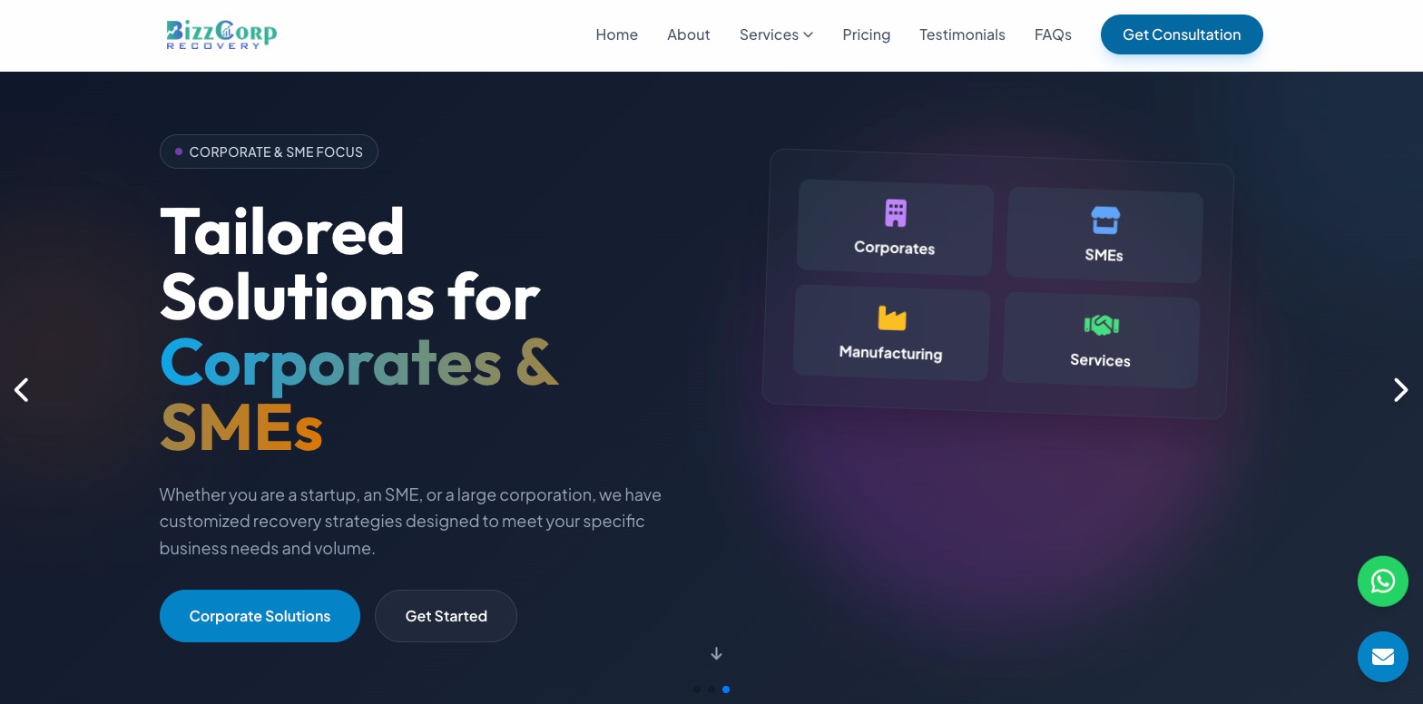 bizzcorprecovery.com website preview