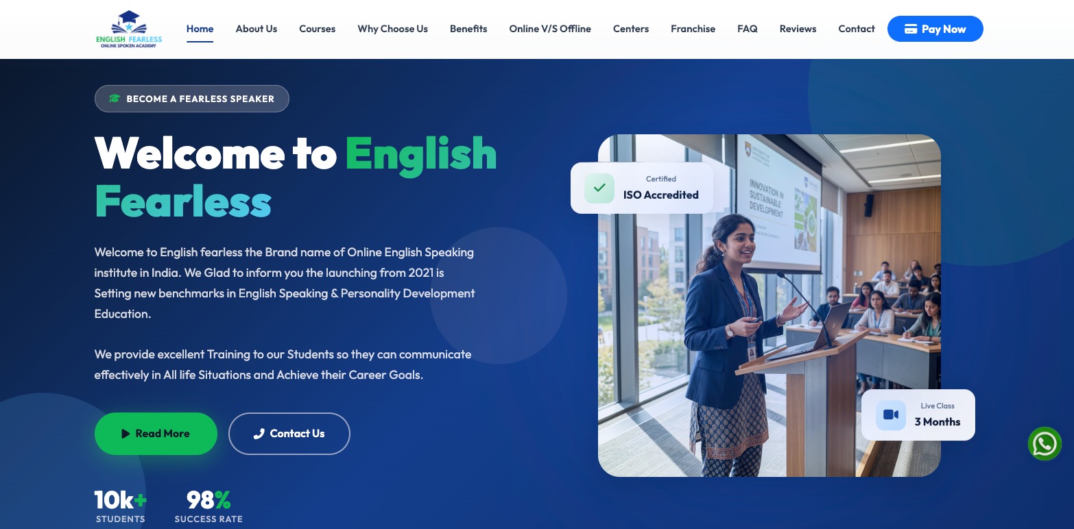englishfearless.com website preview